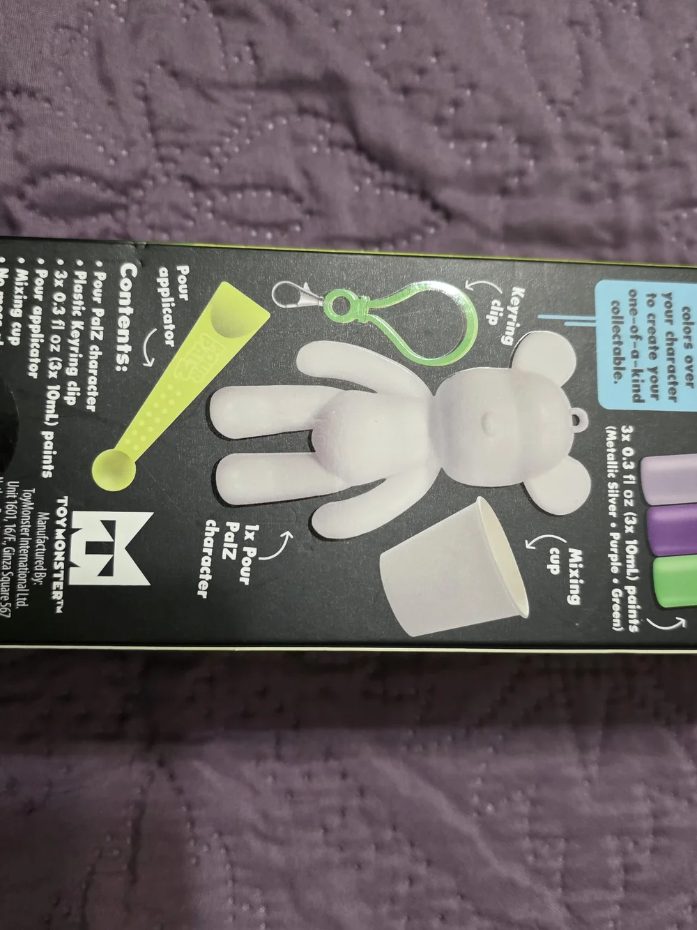 Paint-Your-Own Bear Key Ring - Purple & Green